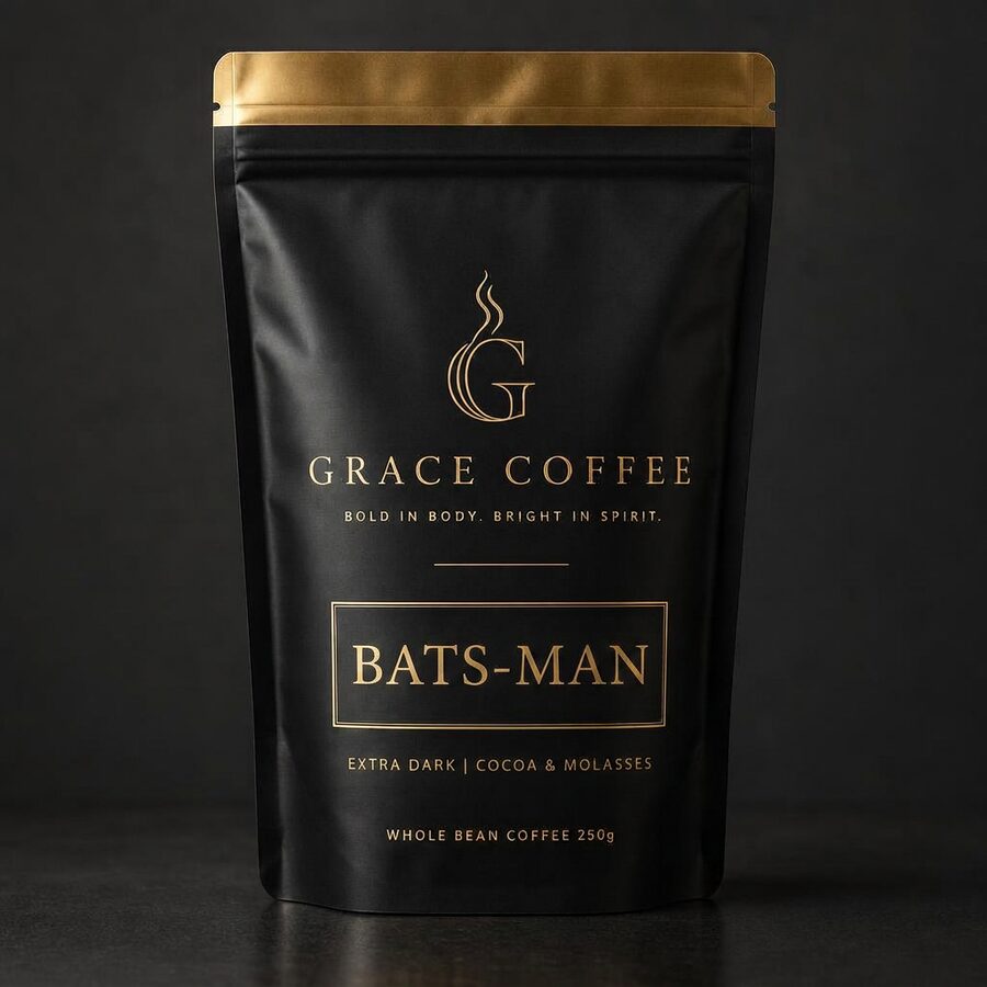 Bats-Man coffee packaging